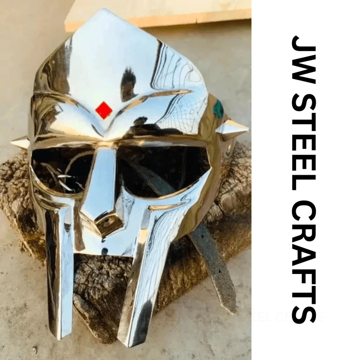 Polished Gladiator Face Mask | Handcrafted Metal Decorative Helmet Art
