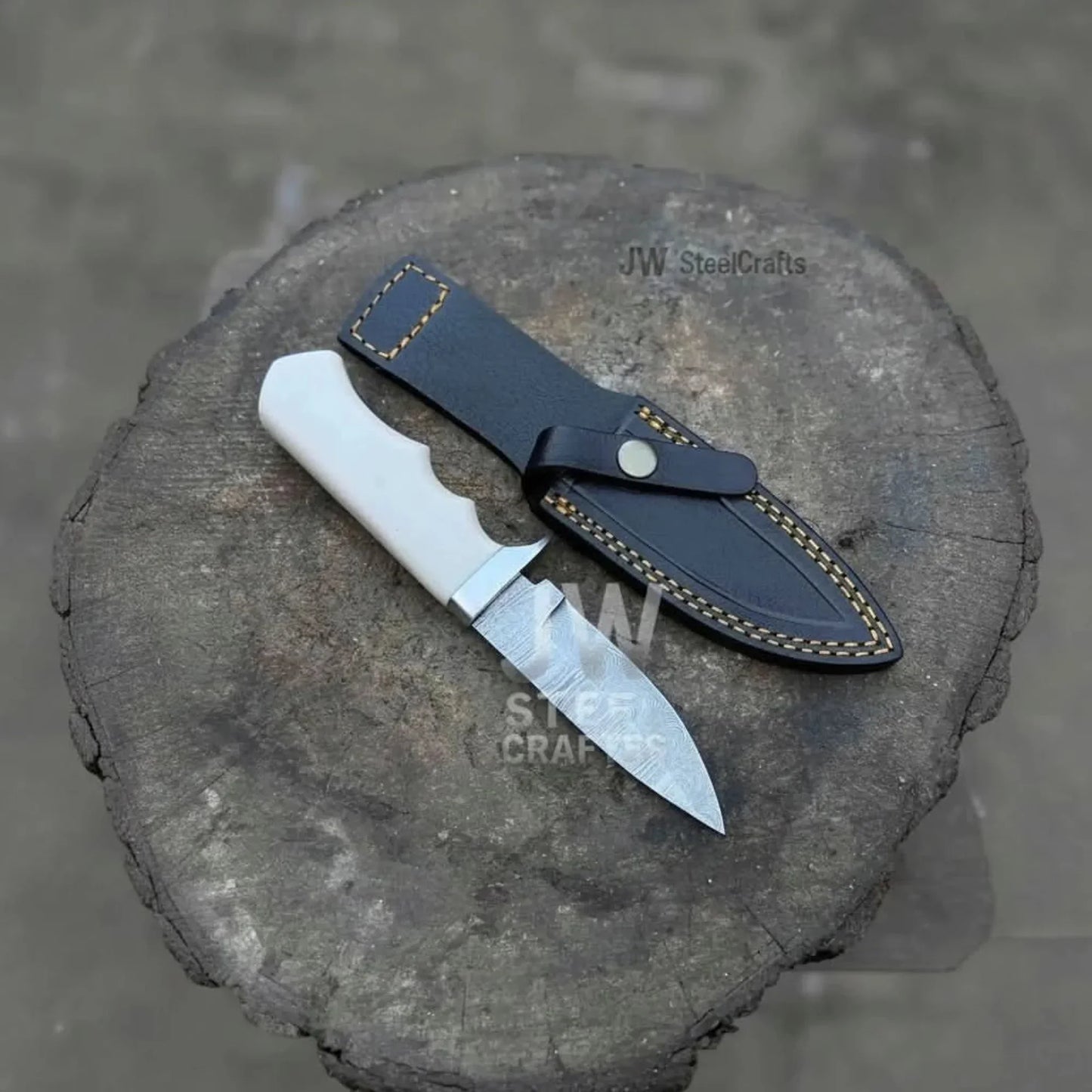 Handmade 7 Inch Damascus Outdoor Utility Knife – Multiple Handle Options