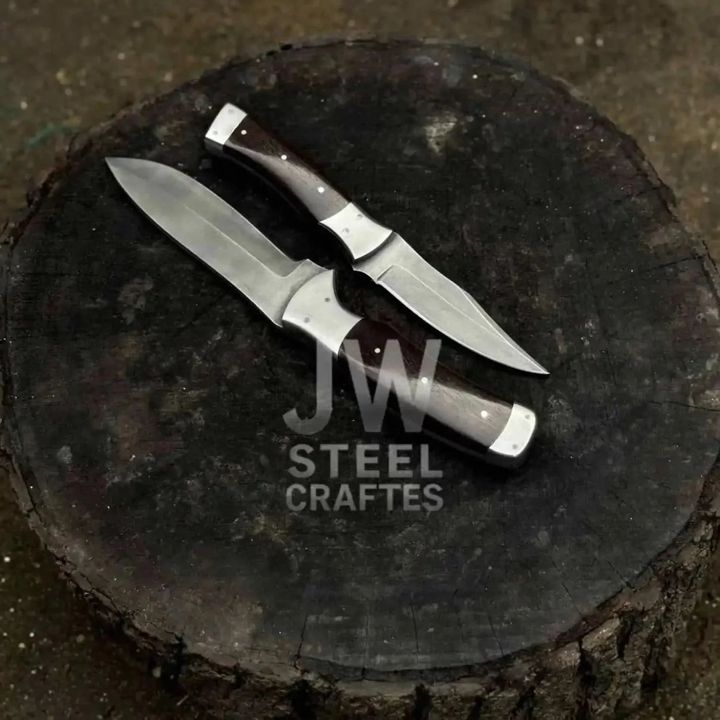 3-Piece High Carbon Steel Kitchen Knife Set — Cleaver, Chef & Paring Knife with Dark Rosewood Handles & Leather Sheaths