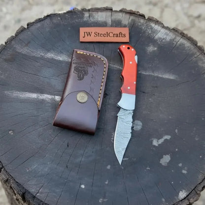 Handmade Damascus Steel Folding Knife – 4 Premium Handle Variations