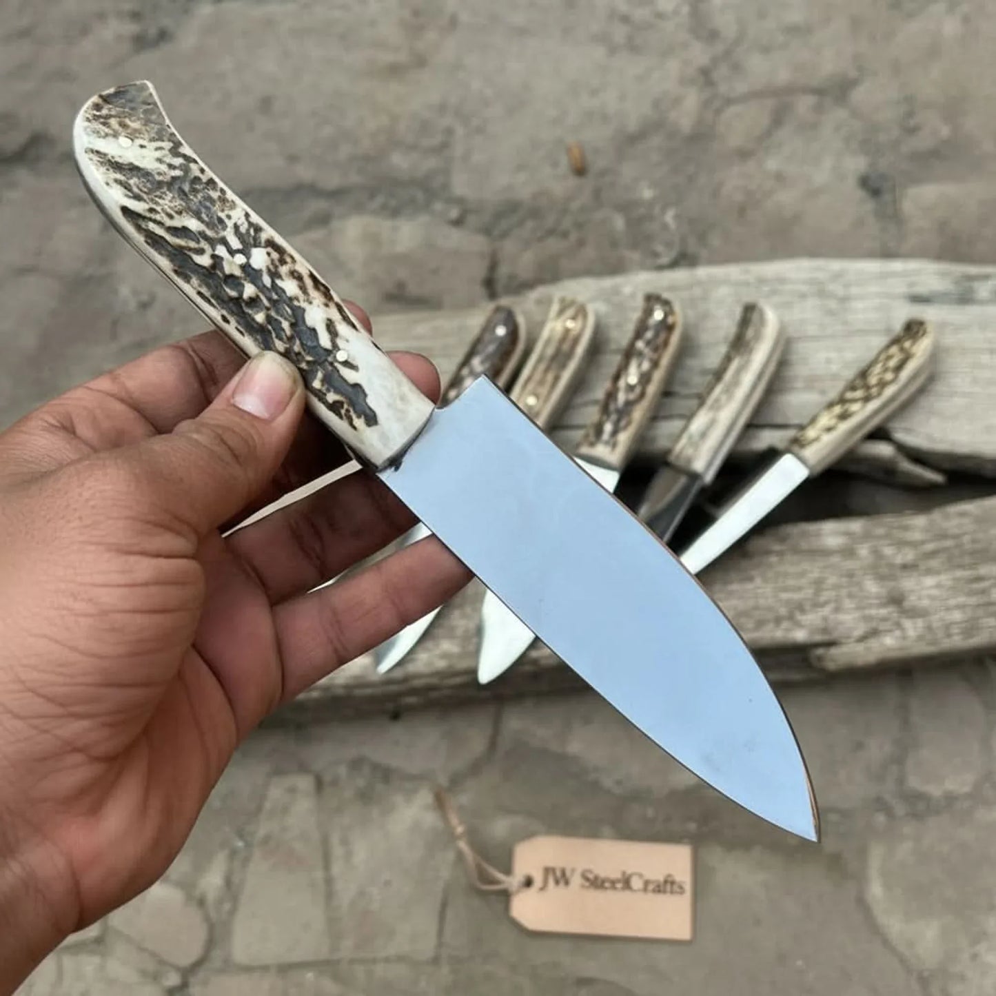 6-Piece High Carbon Steel Chef Knife Set — Synthetic Stag Antler Handles