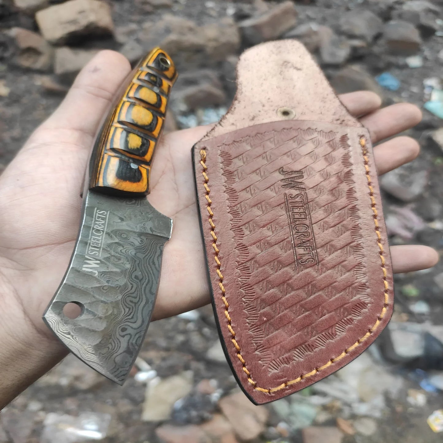 Handmade Damascus Mini EDC Knife — Everyday Carry Survival Tool
