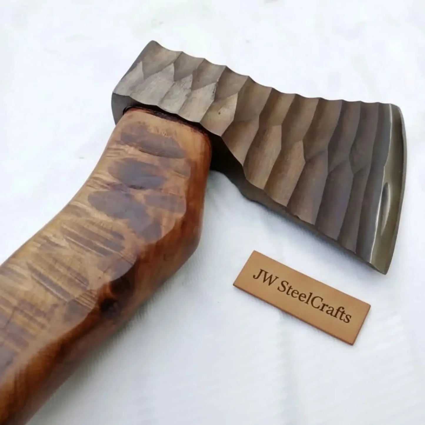 Hand-finished Workshop Axe with Chisel-textured Steel Head and Premium Hardwood Shaft