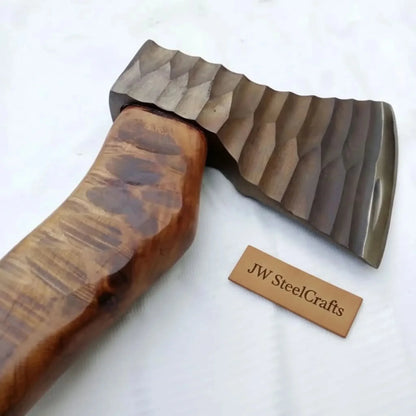 Hand-finished Workshop Axe with Chisel-textured Steel Head and Premium Hardwood Shaft