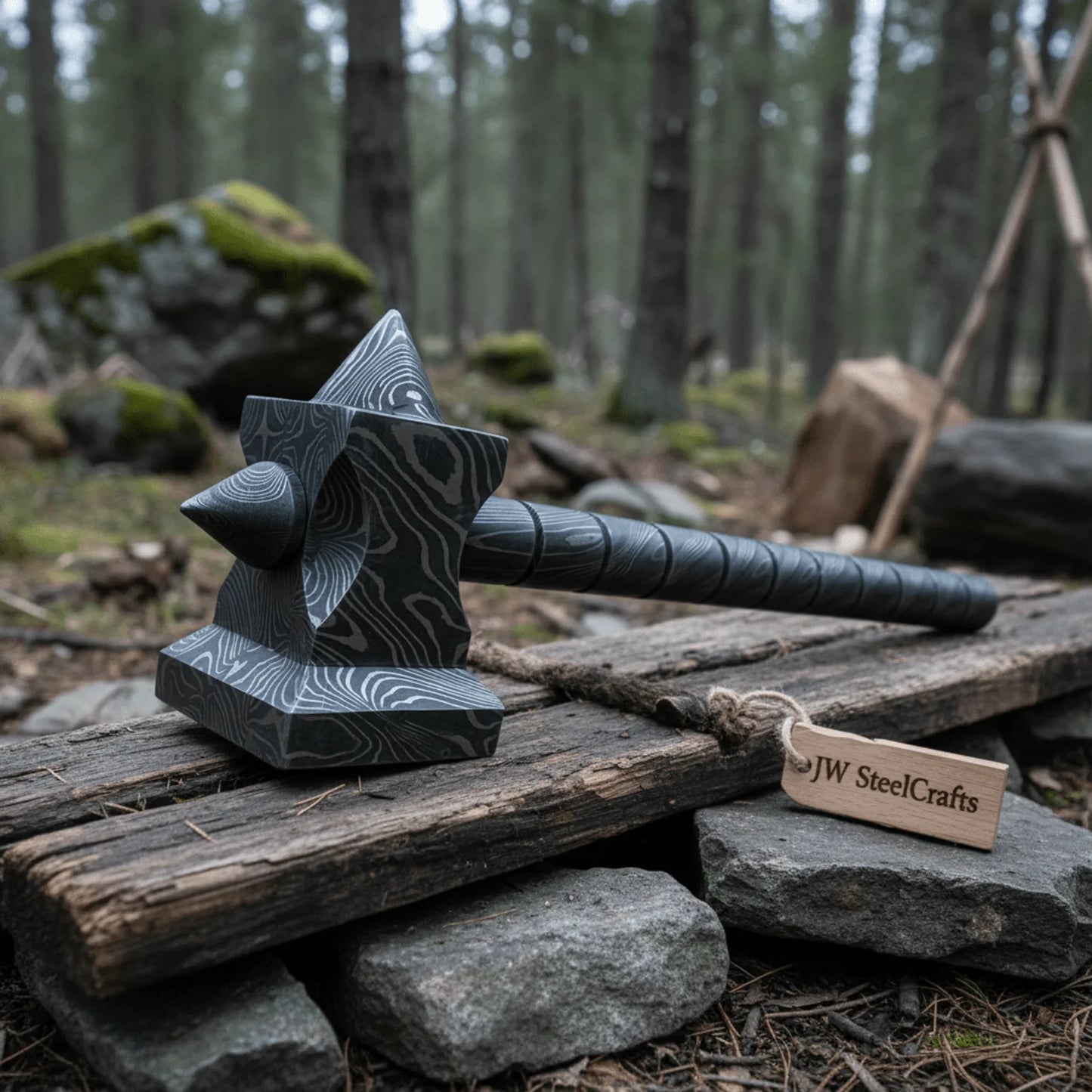 BLACKSMITH Custom Handmade - 12.Inches Beautiful Full Damascus Hammer MB-0024