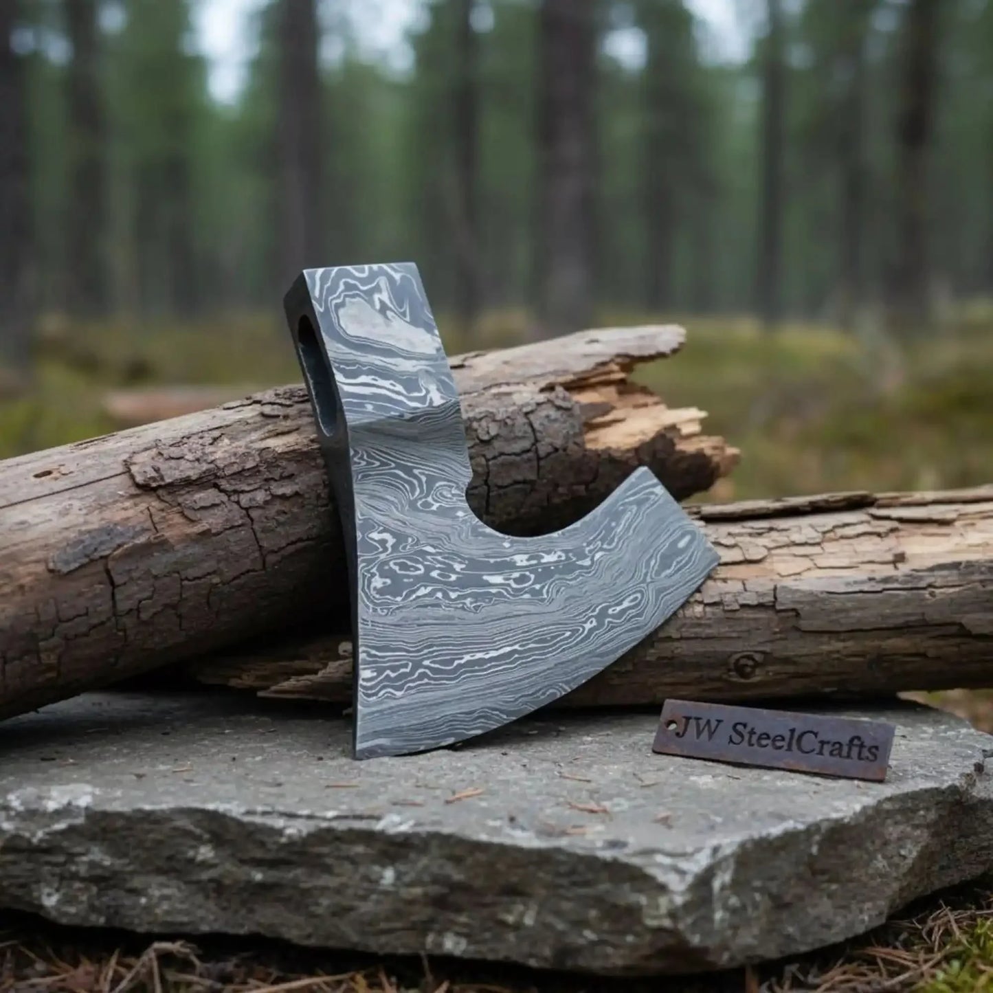 Hand Forged Damascus Steel Bearded Axe Head Blank for Custom Handle | JW SteelCrafts