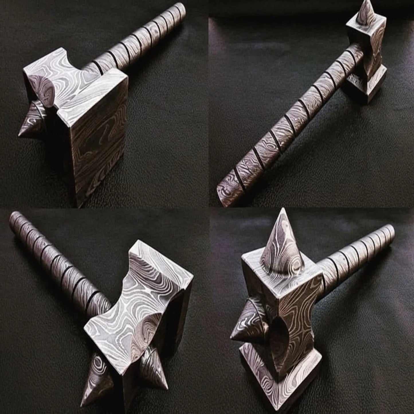 Hand made damascus steel viking hammer