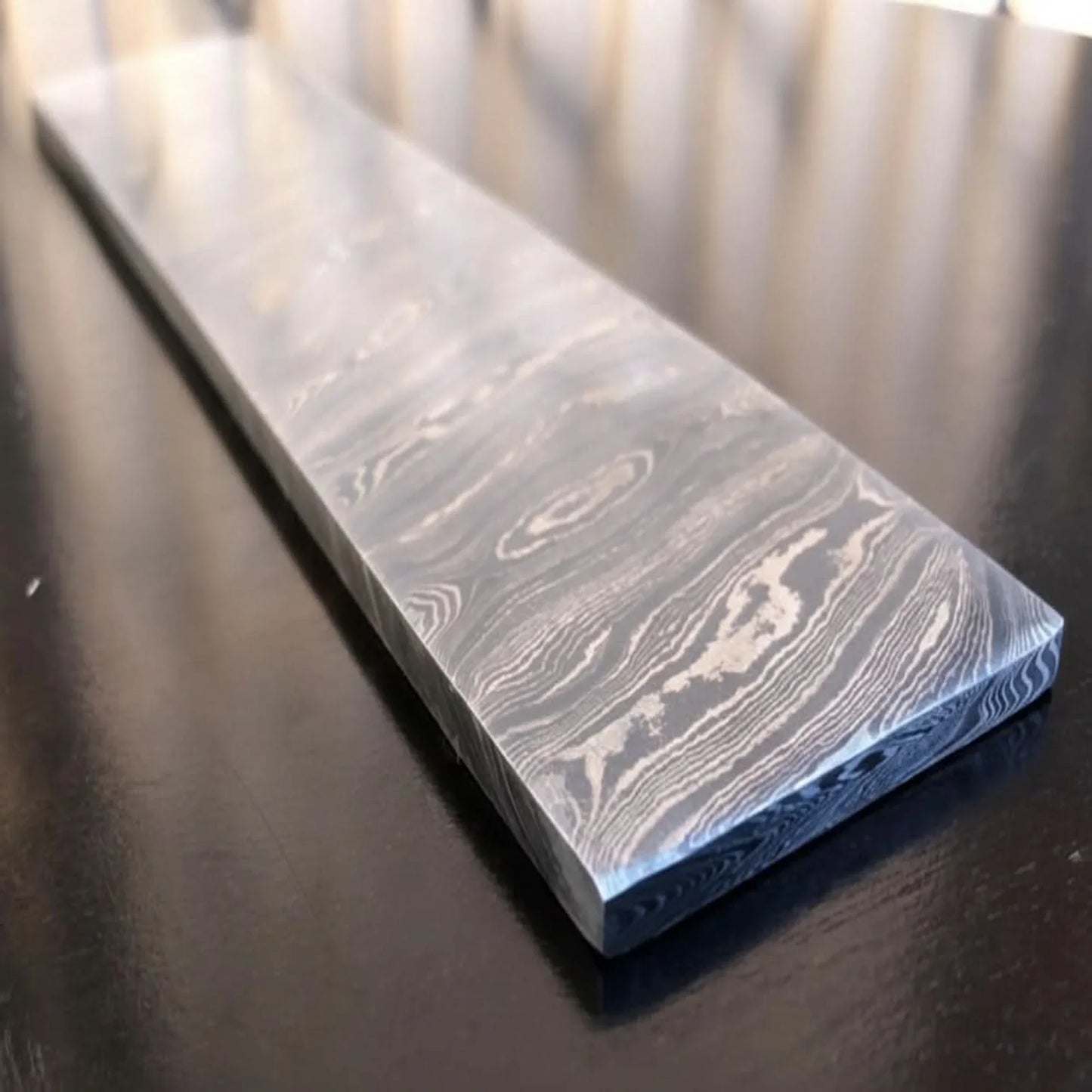 Premium Damascus Steel Billet Bar Pattern Welded Blank for Knife Making and Bladesmithing
