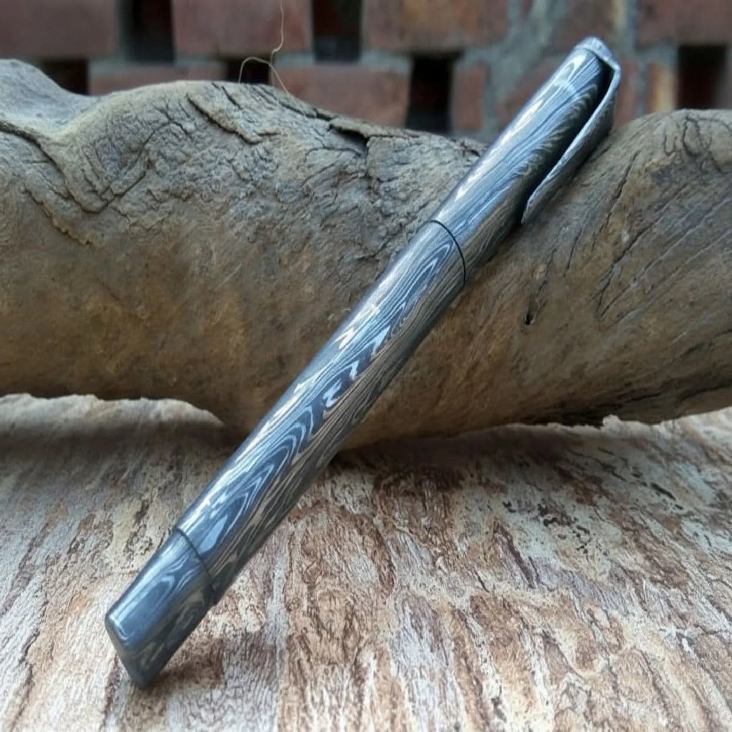 Damascus Knife Handmade - 05'' Damascus steel pen Parker ink filler DE-0081