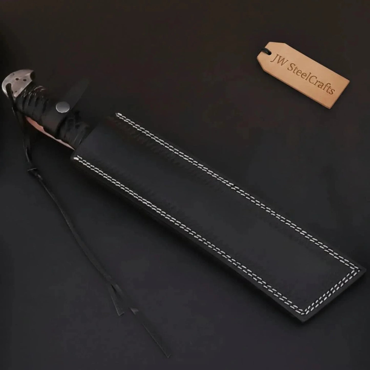 9 Inch Damascus Steel Tanto Knife with Cord Wrapped Handle – 16 Inch Overall
