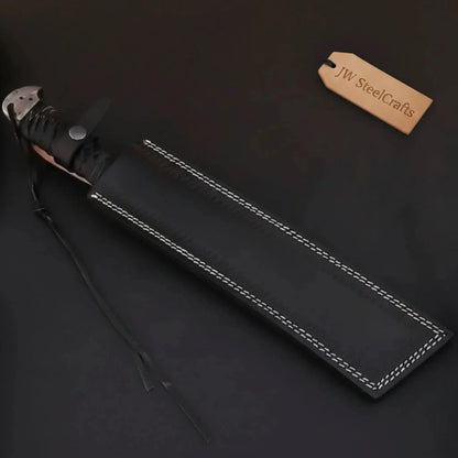 9 Inch Damascus Steel Tanto Knife with Cord Wrapped Handle – 16 Inch Overall