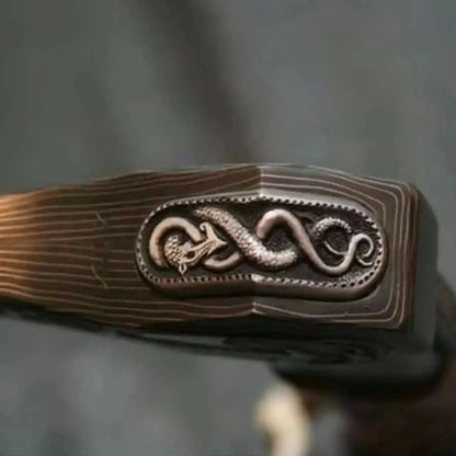 Hand Engraved Damascus Viking Axe with Carved Hardwood Handle and Matching Damascus Knife | Norse Collector Axe Set | JW SteelCrafts
