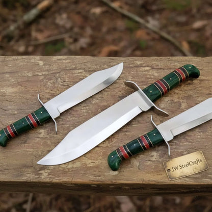 Sheffield Clip Point Bowie Knife Mirror Polish Steel with S Guard and Stacked Handle