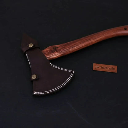 Double-Bit Damascus Axe Head with Rear Spike Variant
