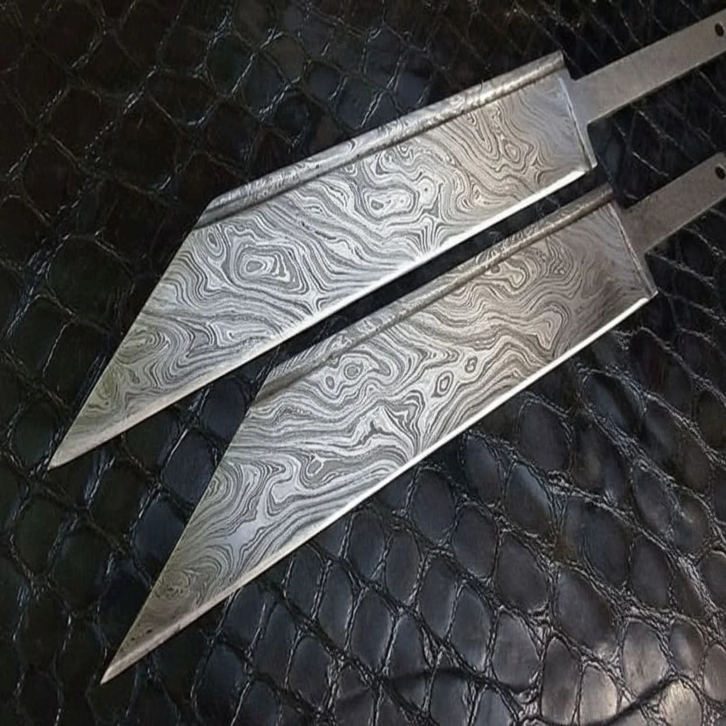 DK-0030 Lot of 2 Custom Handmade Damascus Steel Seax knife Blank Blades/ Knife making