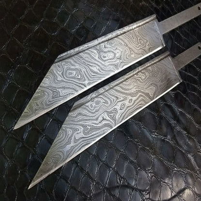 DK-0030 Lot of 2 Custom Handmade Damascus Steel Seax knife Blank Blades/ Knife making