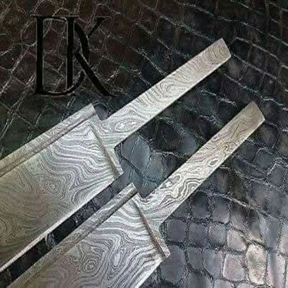 DK-0030 Lot of 2 Custom Handmade Damascus Steel Seax knife Blank Blades/ Knife making