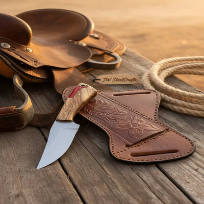 Rancher's Dualwood Cowboy Knife 7" Handmade Pakka and Olive Wood Handle