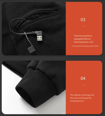 LITEGUEST 5-Zone USB Heated Hoodie Heated Zip-up Hooded Sweatshirt