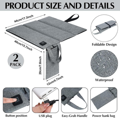 LITEGUEST Portable USB Heated Seat Cushion – Foldable & Waterproof