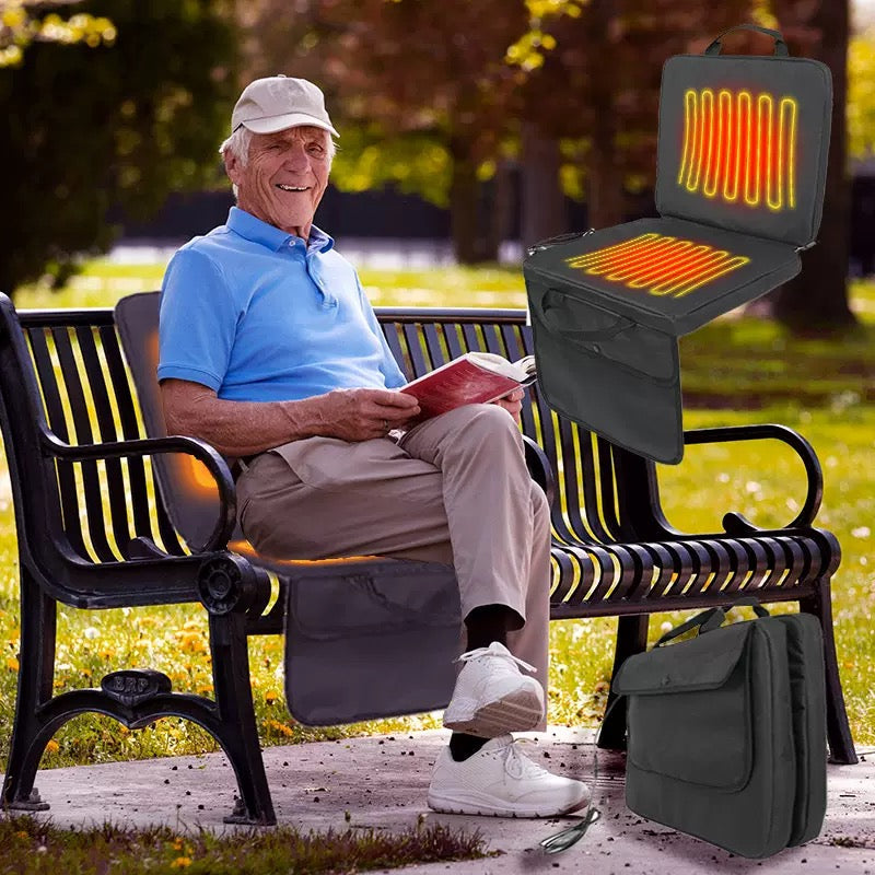 LITEGUEST USB Heated Stadium Seat Cushion Foldable Portable Chair Pad