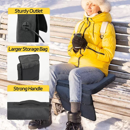 LITEGUEST USB Heated Stadium Seat Cushion Foldable Portable Chair Pad