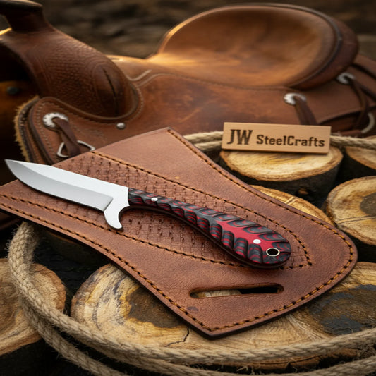 Crimson Ridge Hunter Knife with Red and Black Pakka Wood Handle