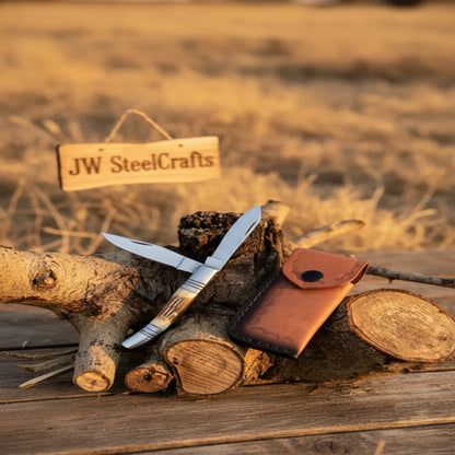 Two-Blade Trapper Knife with Synthetic Stag Horn Handle