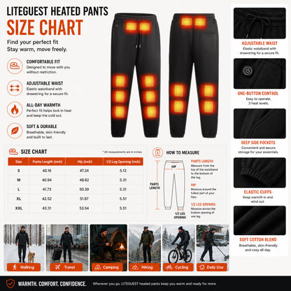 LITEGUEST 14-Zone Heated Pants for Daily Travel & Outdoor Comfort