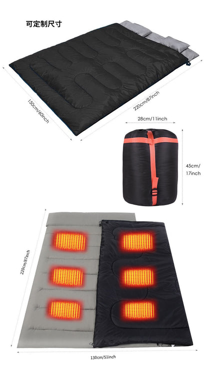 LITEGUEST Heated Double Sleeping Bag USB-Powered for Cold-Weather Camping