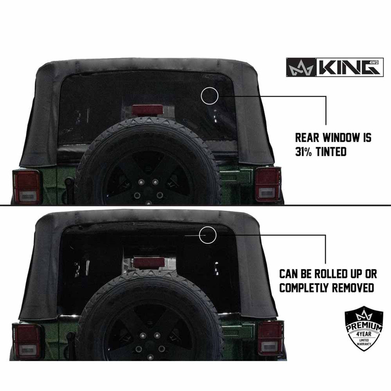 King 4WD Replacement Soft Top For Jeep Wrangler JK (2007-2009)