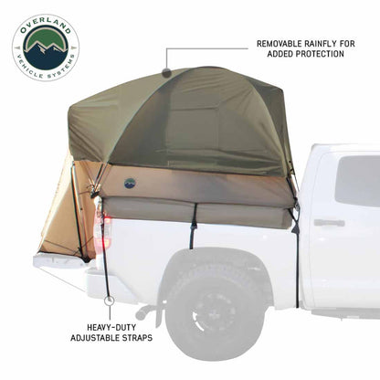 LD TACT Truck Bed Tent, Tan Body & Green Rainfly | 2-3 Person