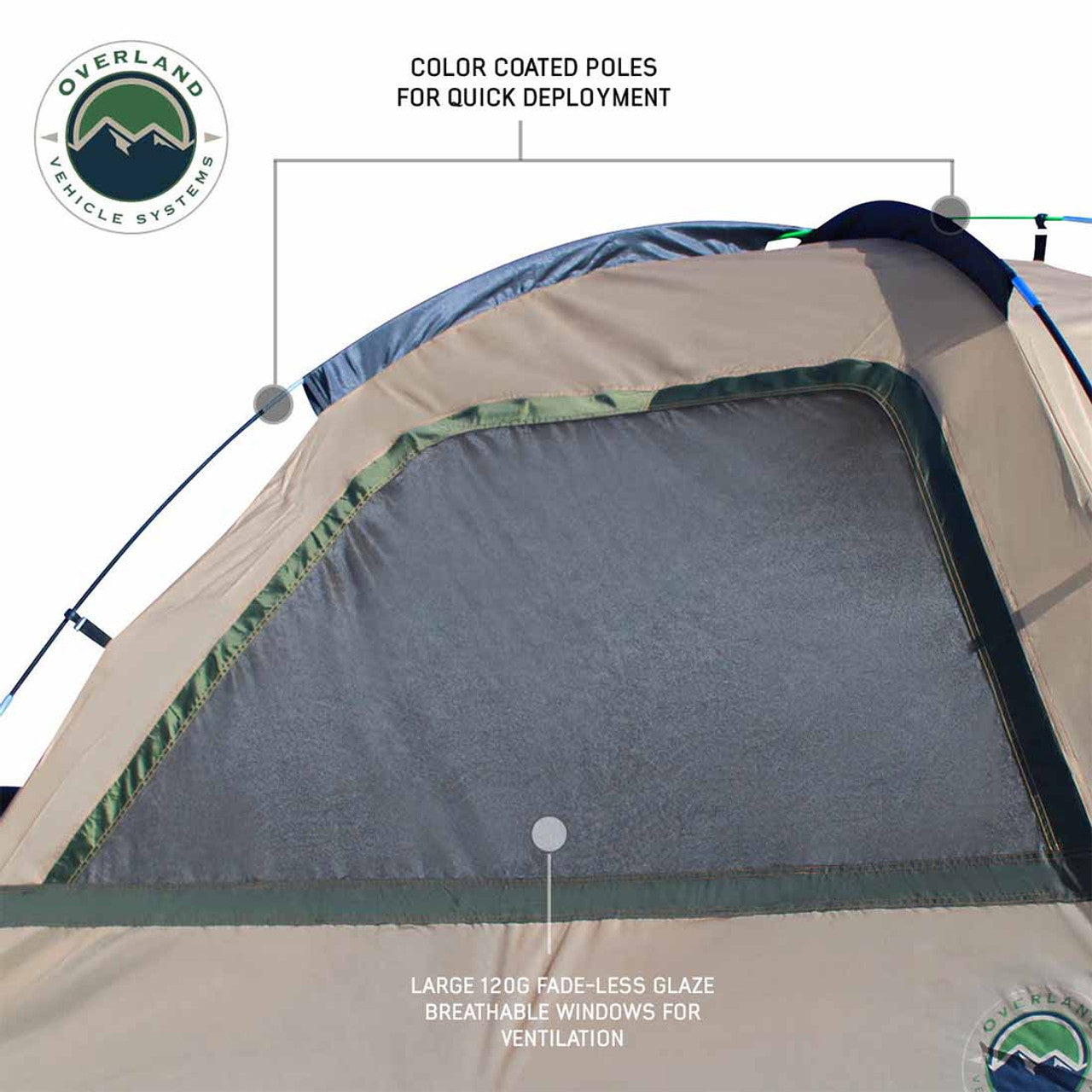 LD TACT Truck Bed Tent, Tan Body & Green Rainfly | 2-3 Person