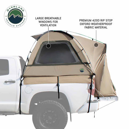 LD TACT Truck Bed Tent, Tan Body & Green Rainfly | 2-3 Person