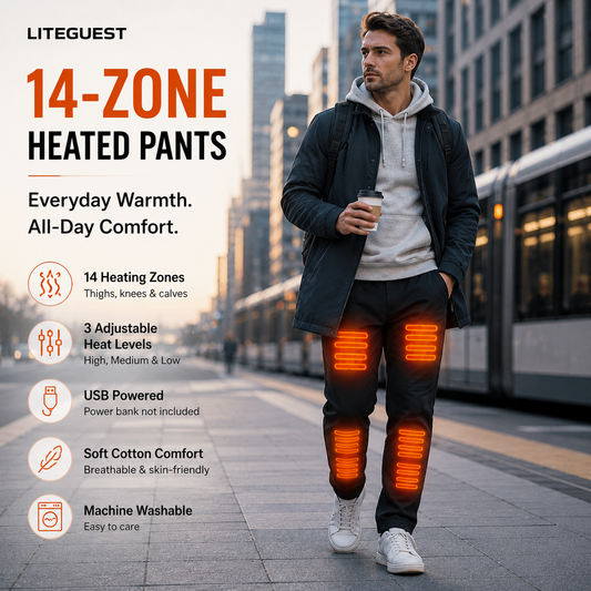 LITEGUEST 14-Zone Heated Pants for Daily Travel & Outdoor Comfort