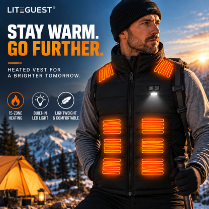 LITEGUEST 14-Zone Heated Vest with LED Light Warming Vest for Winter