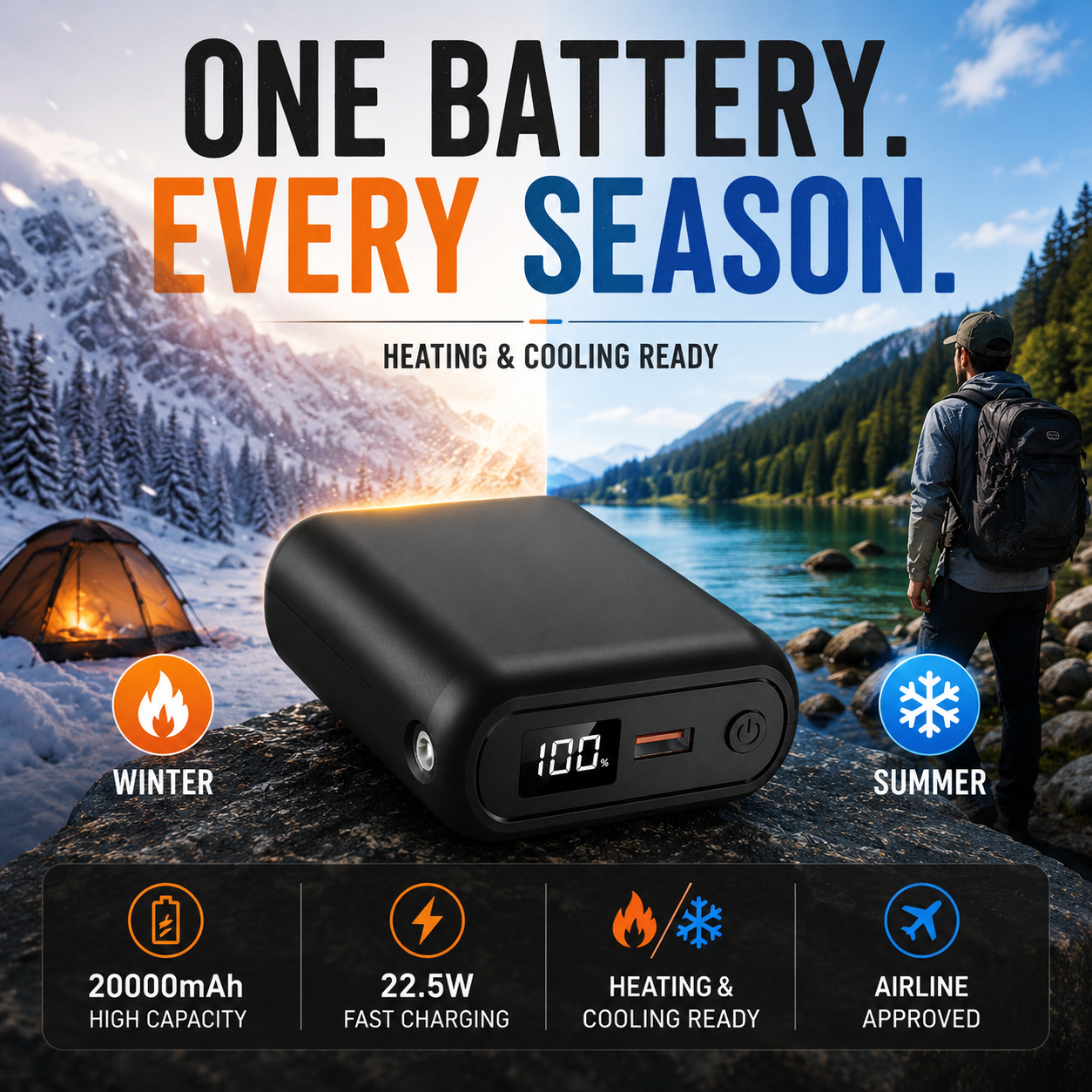 LITEGUEST 20000 mAh Ultra-Compact Charging 22.5W USB-C Power Bank Gear