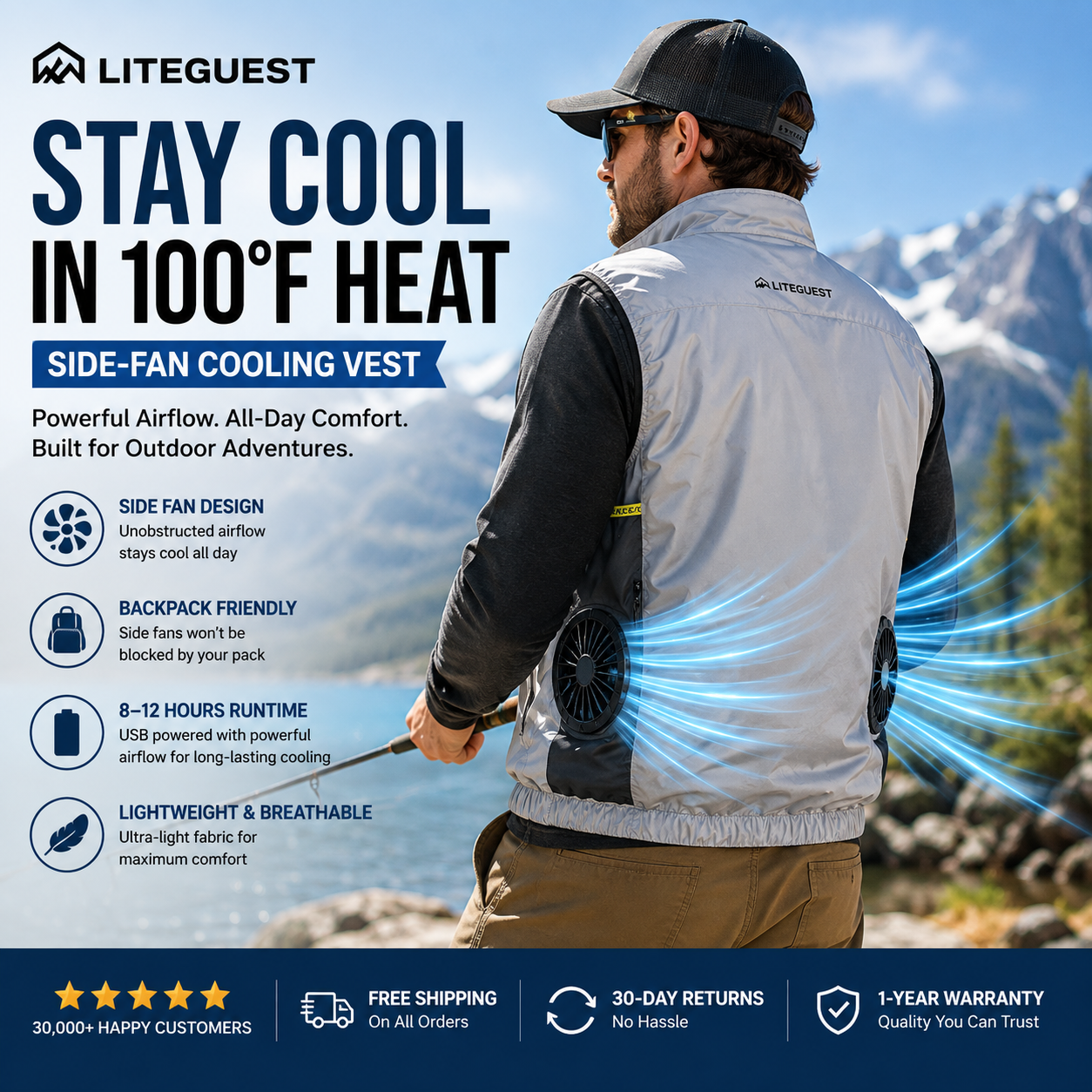 LITEGUEST 360° Side Fan Cooling Vest | Outdoor Summer Gear