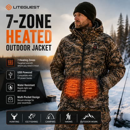 LITEGUEST 7-Zone Heated Camo Jacket Waterproof Outdoor for Winter