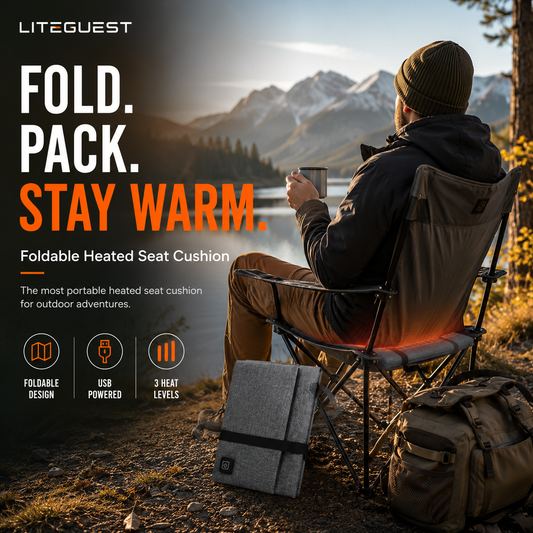 LITEGUEST Portable USB Heated Seat Cushion – Foldable & Waterproof