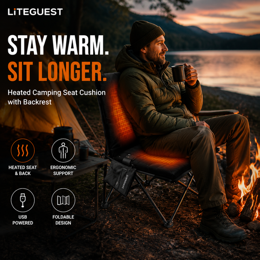 LITEGUEST Heated Outdoor Seat Cushion with Backrest – Winter Comfort