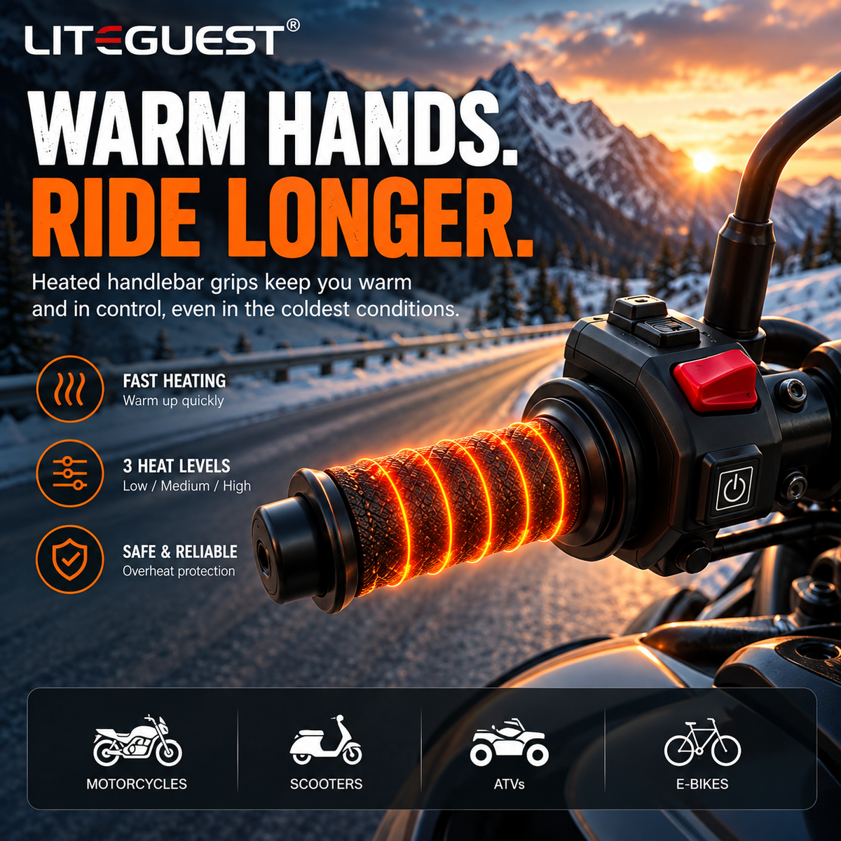 LITEGUEST USB Heated Handlebar Mitts – Winter Riding Warmth