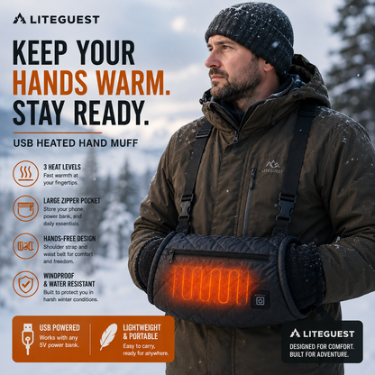 LITEGUEST USB Heated Hand Muff – Winter Outdoor Hand Warmers