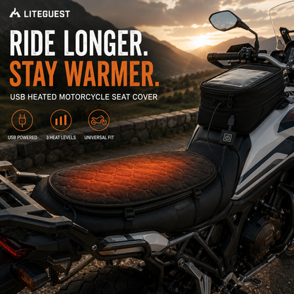 LITEGUEST Heated Motorcycle Seat Cover for Cold Weather Riding
