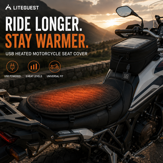 LITEGUEST Heated Motorcycle Seat Cover for Cold Weather Riding