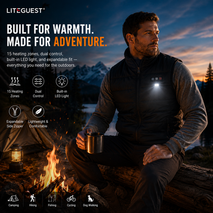 LITEGUEST 14-Zone Heated Vest with LED Light Warming Vest for Winter