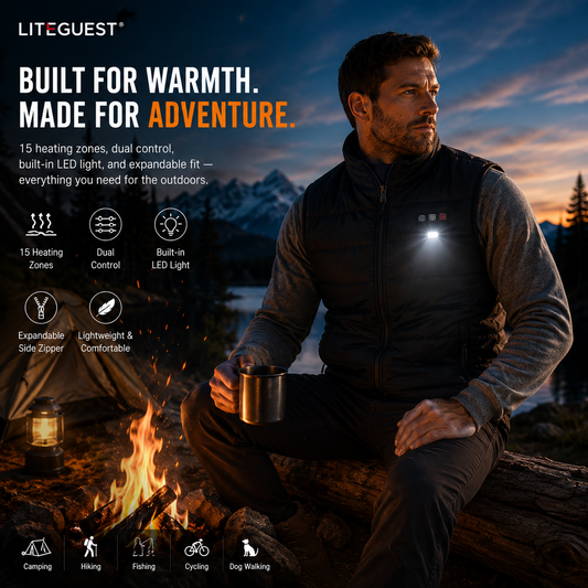 LITEGUEST 14-Zone Heated Vest with LED Light Warming Vest for Winter