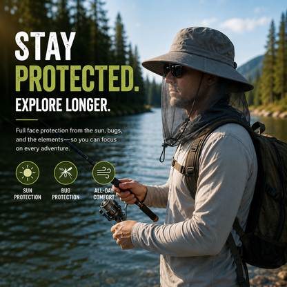 LITEGUEST Mosquito-Proof Fishing Hat – Full Coverage & UPF50+