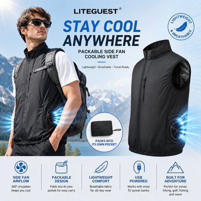 LITEGUEST Packable Side Fan Cooling Vest | Lightweight Travel Cooling