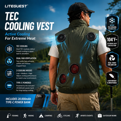 LITEGUEST Wearable Cooling Vest – TEC + Turbo Fan Active Cooling